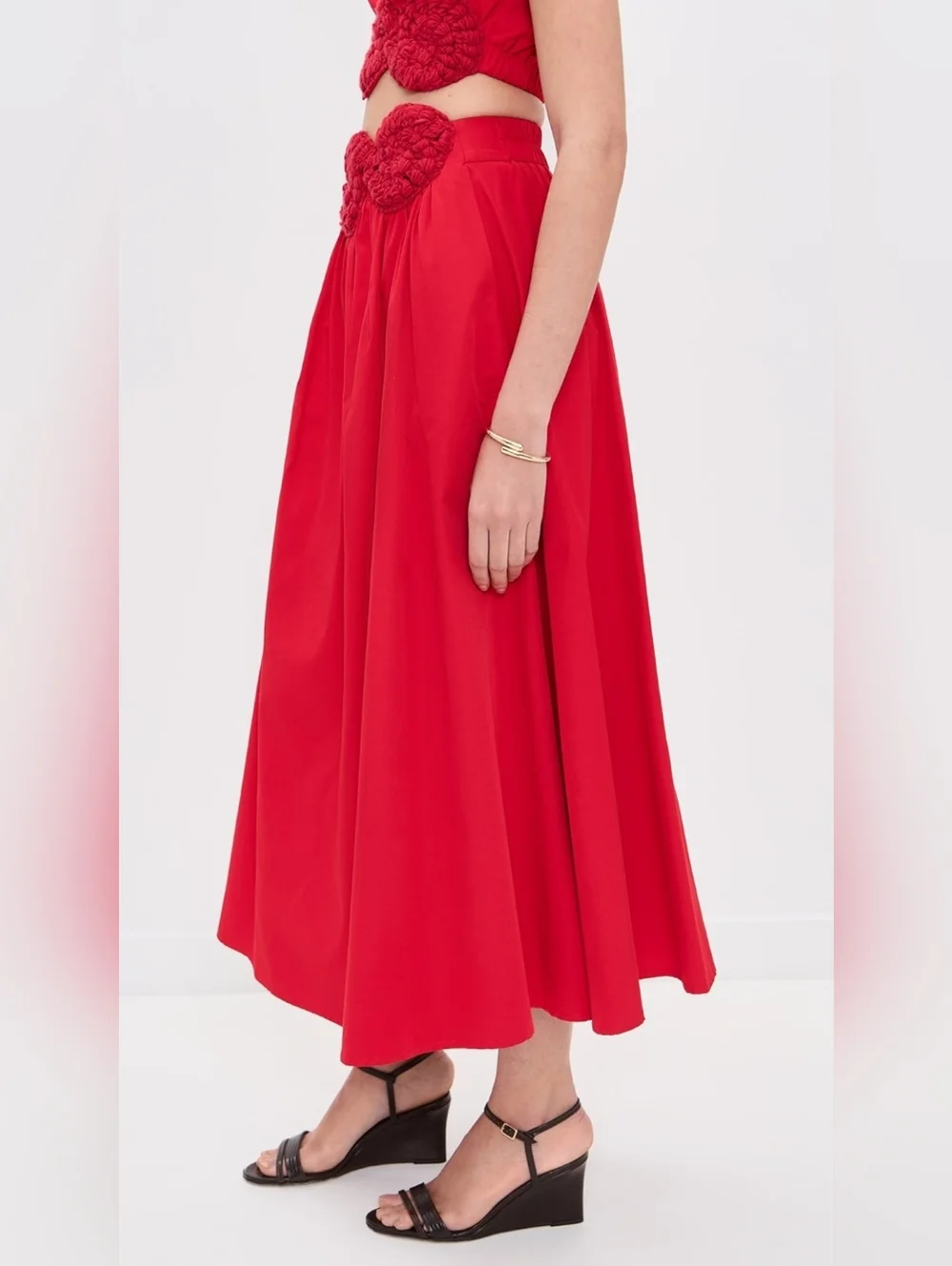 Eze Red Crochet-Waist Maxi Skirt (Damaged) - Picture 4 of 10
